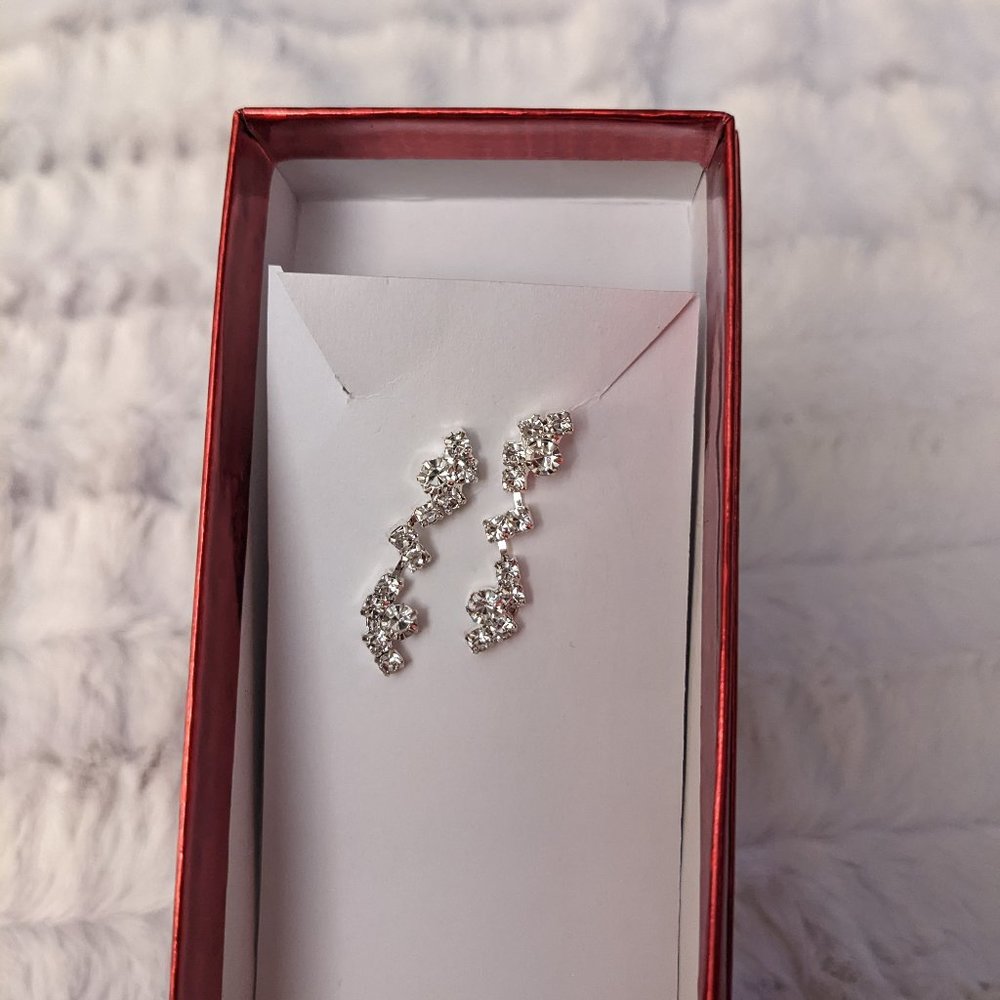 Crystal/Rhinestone, Silver,  Dangle Earrings, Formal
